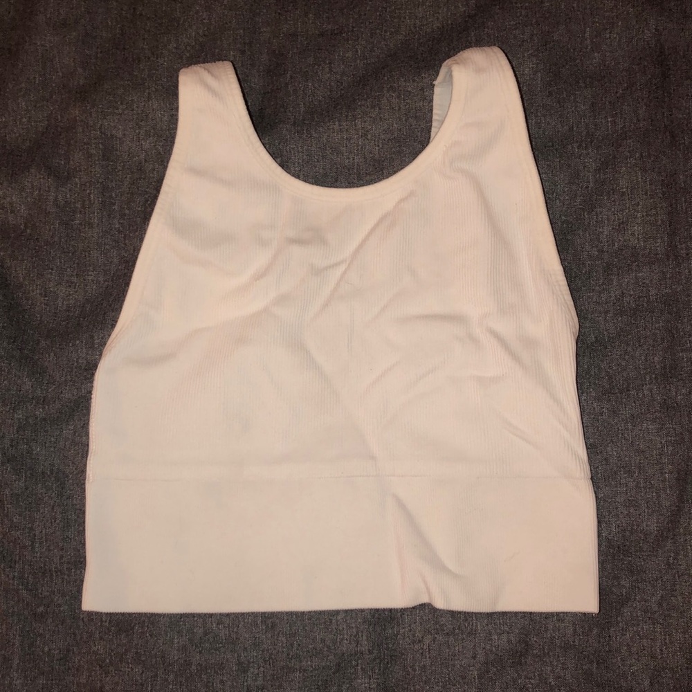 White high neck crop top medium